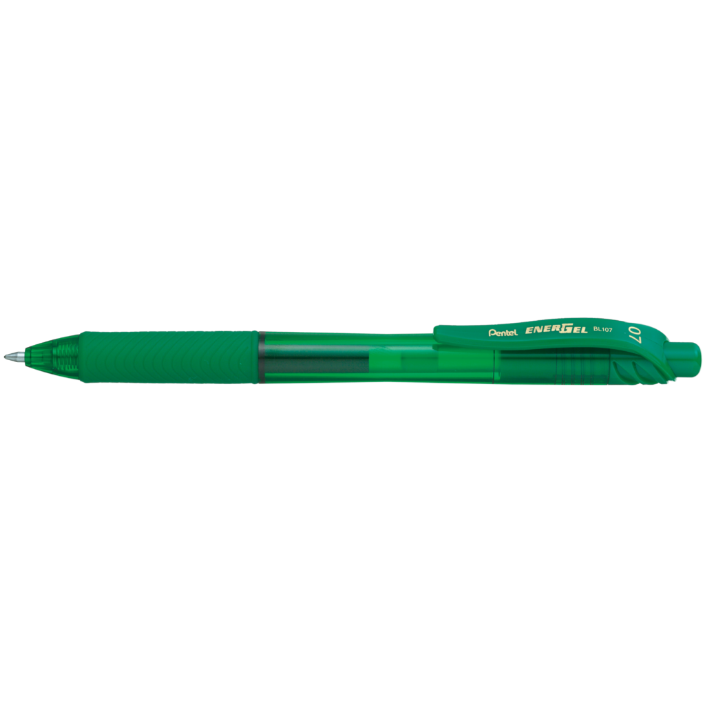5 Stuks Pentel BL107 EnerGel Retractable Rollerbalpennen – 0.7 Mm Metalen Punt – Rubberen Grip – Zwarte Inkt – Navulbaar – 54% Gerecycled